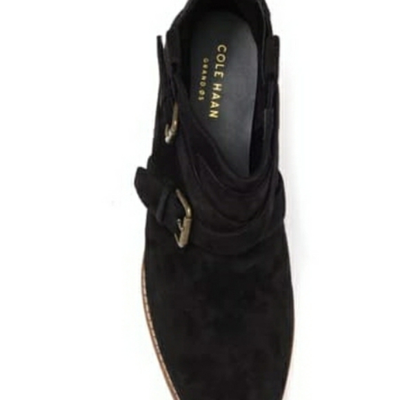 NEW Black Cole Haan Suede Ankle Bootie Size 6.5 - Picture 3 of 5